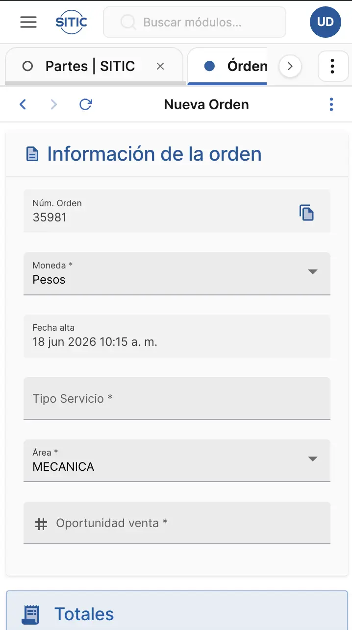 Opening a work order in SITIC Software from a phone in the field