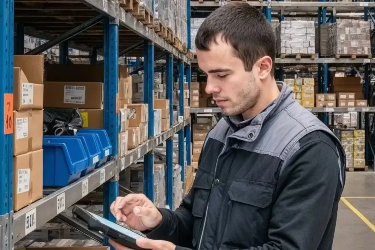 Personal haciendo inventario en almacén de refacciones de equipo pesado