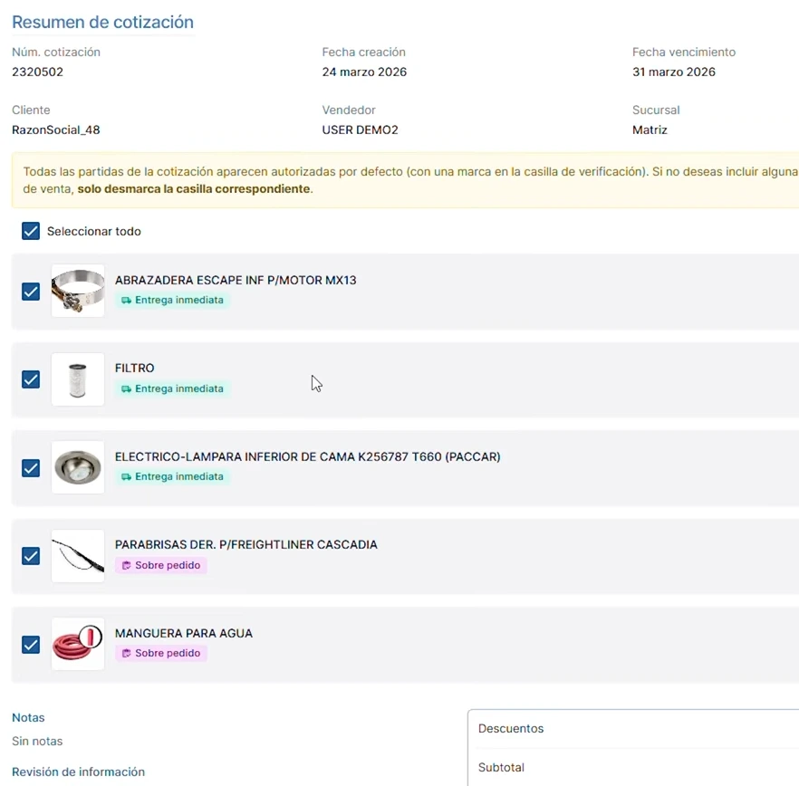 Compartir cotizaciones y tener autorización del cliente más fácil y rápido